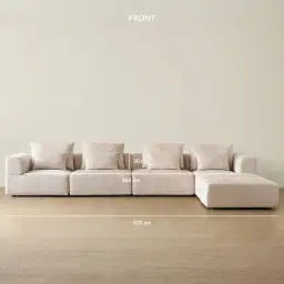Riviera III Powder White Chenille Fabric Modular Sofa