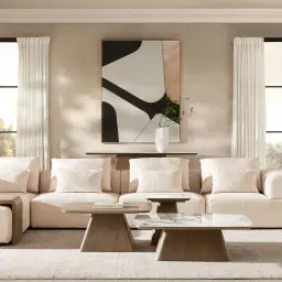 Riviera III Powder White Chenille Fabric Modular Sofa