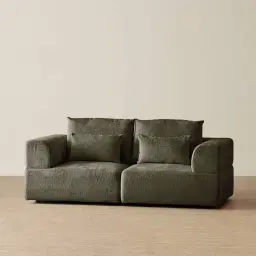 Riviera III Green Chenille 2 Pieces Modular Fabric Sofa