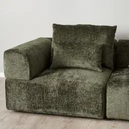 Riviera III Green Chenille 3 Pieces Modular Fabric Sofa