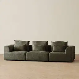 Riviera III Green Chenille 3 Pieces Modular Fabric Sofa