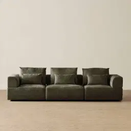 Riviera III Green Chenille 3 Pieces Modular Fabric Sofa