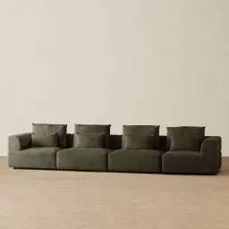Riviera III Green Chenille 4 Pieces Modular Fabric Sofa