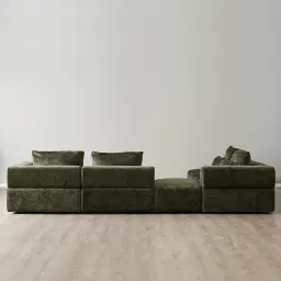 Riviera III Green Chenille Fabric Modular Sofa