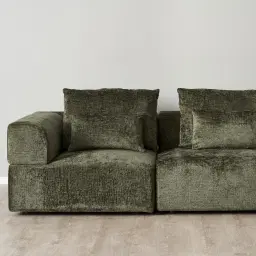 Riviera III Green Chenille Fabric Modular Sofa