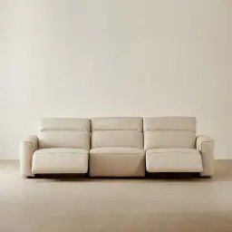 Amelie Almond Cream Leather 3 Pieces Modular Dual Electric Recliner