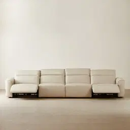 Amelie  Almond Cream Leather 4 Pieces Modular Dual Electric Recliner