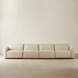 Amelie  Almond Cream Leather 4 Pieces Modular Dual Electric Recliner