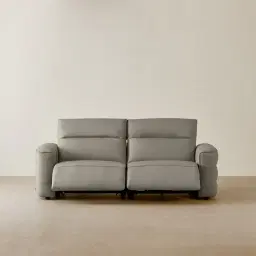 Amelie Milk Coffee Leather 2 Pieces Modular Dual Electric Recliner