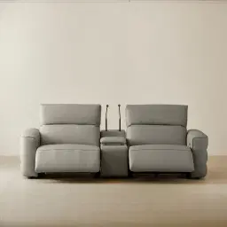 Amelie Milk Coffee Leather 2 Pieces Modular Dual Electric Recliner With Rectangle Console