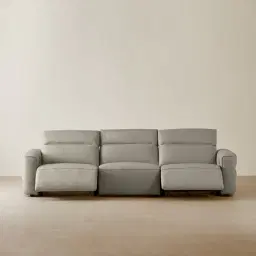 Amelie Milk Coffee Leather 3 Pieces Modular Dual Electric Recliner