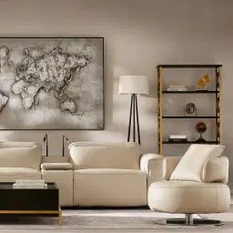 Amelie Milk Coffee Leather 3 Pieces Modular Dual Electric Recliner With Rectangle Console