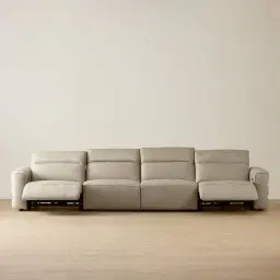 Amelie Milk Coffee Leather 4 Pieces Modular Dual Electric Recliner