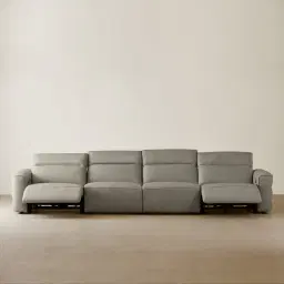 Amelie Milk Coffee Leather 4 Pieces Modular Dual Electric Recliner