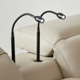 Amelie Almond Cream Leather Modular Dual Electric Recliner With Single Rectangle Console