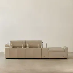 Amelie Almond Cream Leather Modular Dual Electric Recliner With Single Rectangle Console