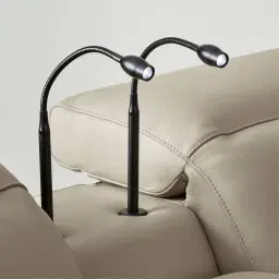 Amelie  Milk Coffee Leather Modular Dual Electric Recliner With Single Rectangle Console