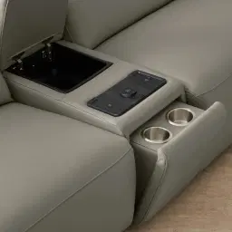 Amelie Milk Coffee Leather Modular Dual Electric Recliner With Dual Rectangle Consoles