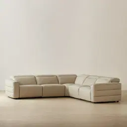 Amelie Almond Cream Leather Modular Dual Electric Recliner