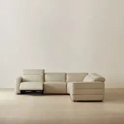 Amelie Almond Cream Leather Modular Dual Electric Recliner