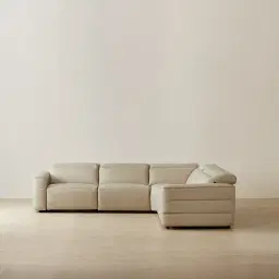 Amelie Almond Cream Leather Modular Dual Electric Recliner