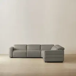 Amelie Milk Coffee Leather Modular Dual Electric Recliner