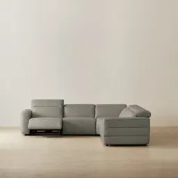 Amelie Milk Coffee Leather Modular Dual Electric Recliner