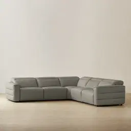 Amelie Milk Coffee Leather Modular Dual Electric Recliner