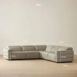 Amelie Milk Coffee Leather Modular Dual Electric Recliner