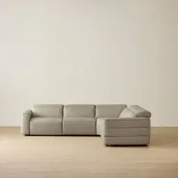 Amelie Milk Coffee Leather Modular Dual Electric Recliner