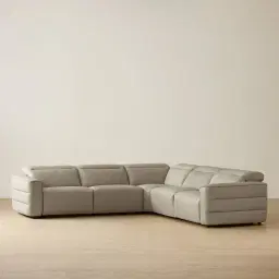 Amelie Milk Coffee Leather Modular Dual Electric Recliner