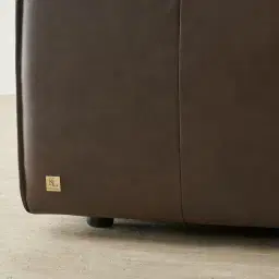 Lainey Chocolate Brown Modular Leather Sofa with Ottoman