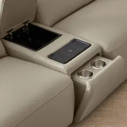 Amelie Milk Coffee Leather Modular Dual Electric Recliner - Corner With Dual Rectangle Consoles