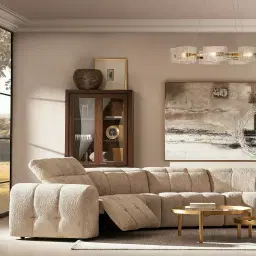 Montego Mid Beige Woven Fabric 2 Pieces Modular Dual Electric Recliner