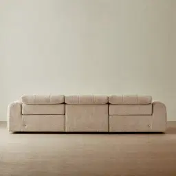 Montego Mid Beige Woven Fabric 3 Pieces Modular Dual Electric Recliner