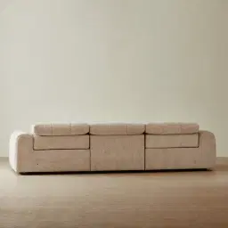 Montego Mid Beige Woven Fabric 3 Pieces Modular Dual Electric Recliner