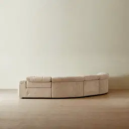 Montego Mid Beige Woven Fabric 5 Pieces Modular Dual Electric Recliner