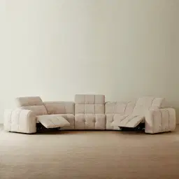 Montego Mid Beige Woven Fabric 5 Pieces Modular Dual Electric Recliner