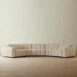 Montego Mid Beige Woven Fabric 5 Pieces Modular Dual Electric Recliner