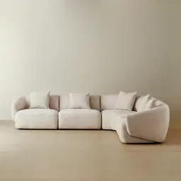 Willow Powder White Chenille Fabric Modular Corner Sofa