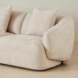 Willow Powder White Chenille Fabric Modular Corner Sofa