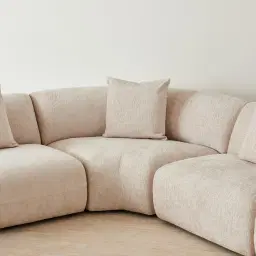 Willow Powder White Chenille Fabric Modular Corner Sofa