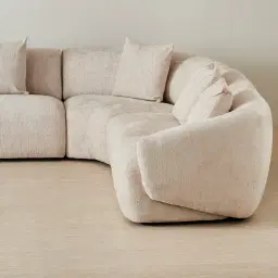 Willow Powder White Chenille Fabric Modular Corner Sofa