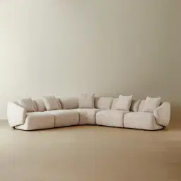 Willow Powder White Chenille Fabric Modular Corner Sofa