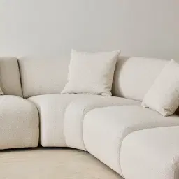 Willow Ivory Beige Woven Fabric Modular Corner Sofa