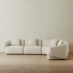 Willow Ivory Beige Woven Fabric Modular Corner Sofa