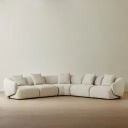 Willow Ivory Beige Woven Fabric Modular Corner Sofa