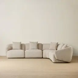 Willow Mid Beige Woven Fabric Modular Corner Sofa