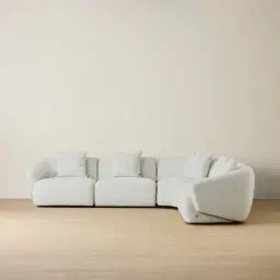 Willow Stone White Woven Fabric Modular Corner Sofa
