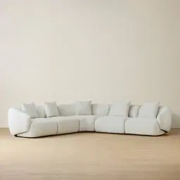 Willow Stone White Woven Fabric Modular Corner Sofa